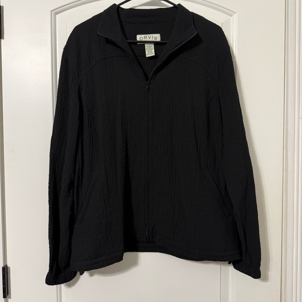 Orvis Seersucker Textured 2 Piece Set Women’s Size Large Black OR-56LP